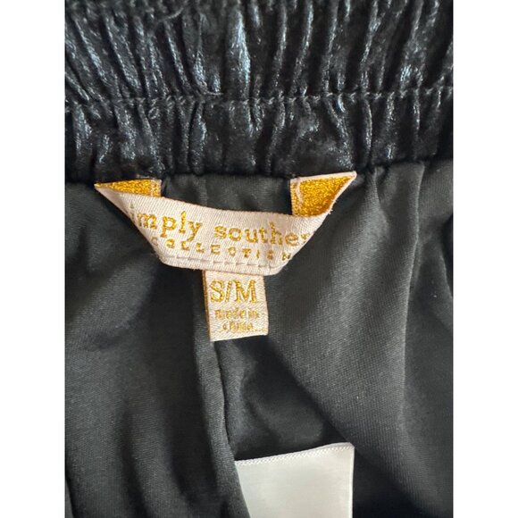 Simply Southern Womens Black Sequin wide leg Pants  size small medium lined - Picture 3 of 4